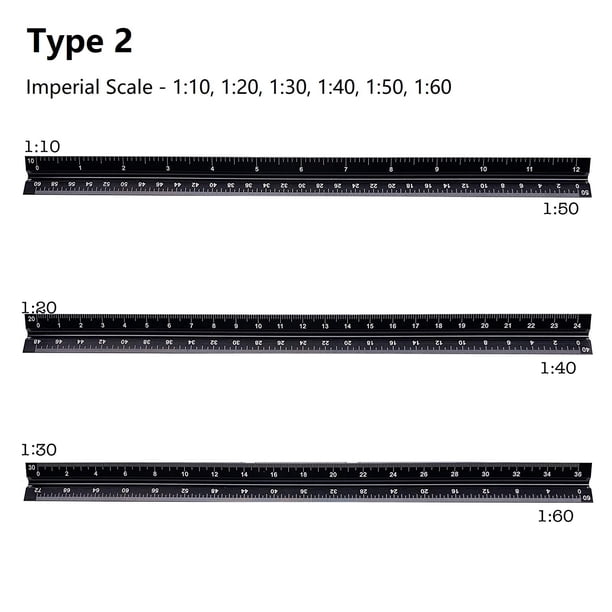 Get Accurate Measurements with our 1 Pack Architectural Scale Ruler - 12'' Imperial Triangular Ruler for Architects, Students, Draftsman and Engineers. Laser-Etched Aluminum with Highly Legible Numera