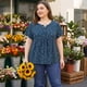 thumbnail image 2 of Agnes Orinda Blusas Casuales de Manga Corta con Tapeta Floral para Mujer de Talla Grande, Talla 4X, Azul Oscuro, 2 of 8
