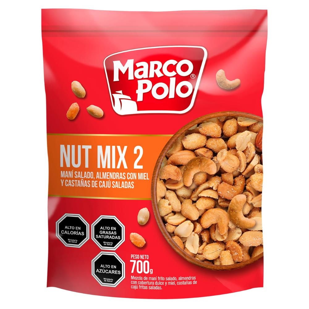 Nut Mix 2 Maní, Almendras Y Castañas De Cajú 700 g Marco Polo