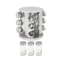 Disparo - Especiero Carrusel 16 Frascos 19Cm Diseño Moderno Plateado