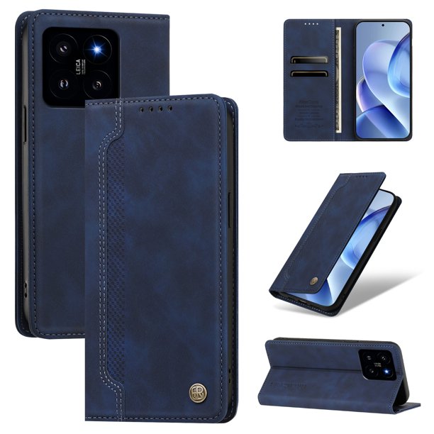 Funda Billetera para Xiaomi 14 Imán y Resistente Azul