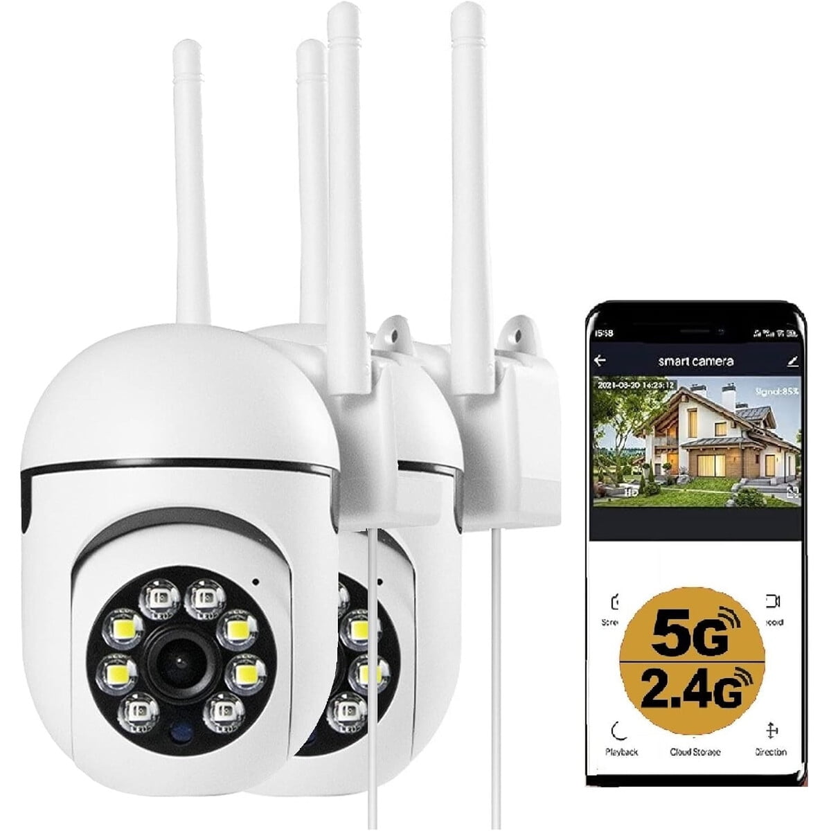 Cámara Seguridad Exterior Kowvowz 1080p Wifi 2.4g 5g Ip66 Domo
