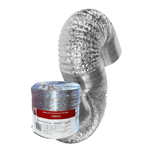 Ducto Tubo Flexible De Aluminio Para Ventilación 4 X 2mts