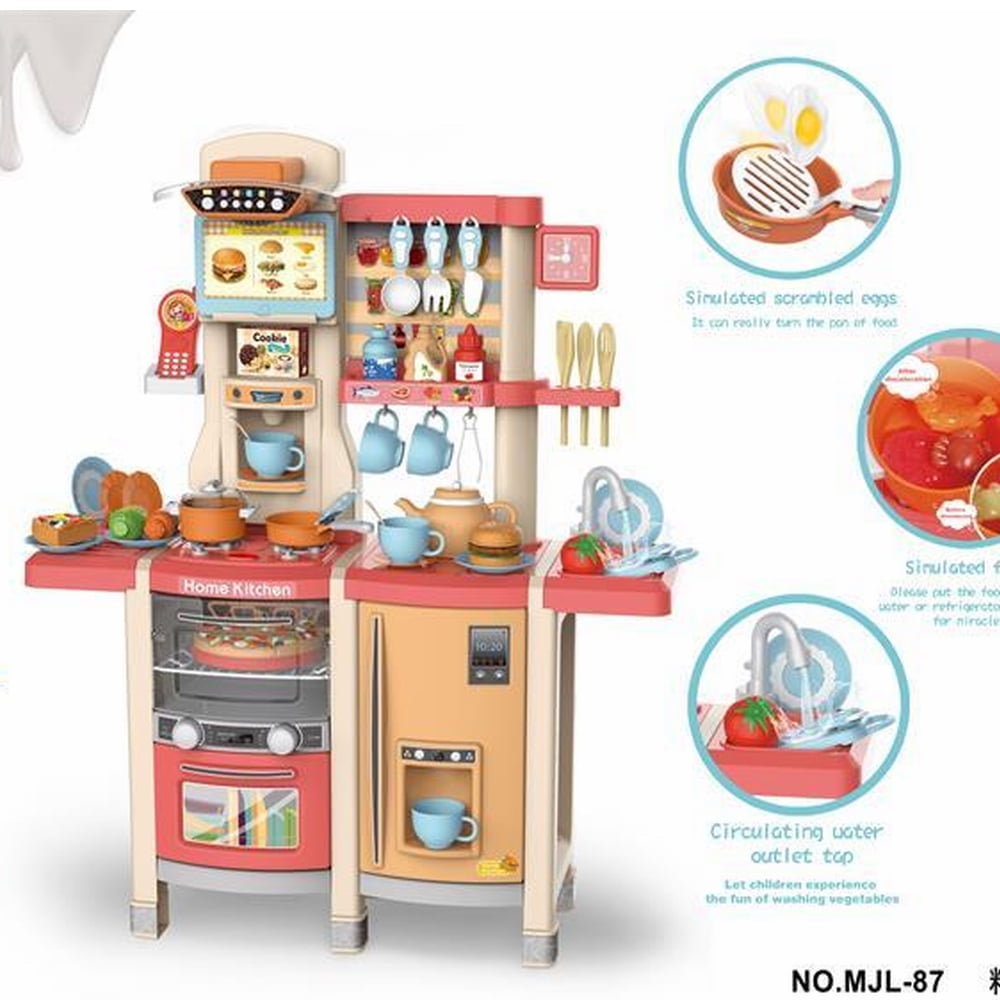 Genérico - Cocina De Juguete Rosada Con 65 Accesorios Y 100 Cm Altura