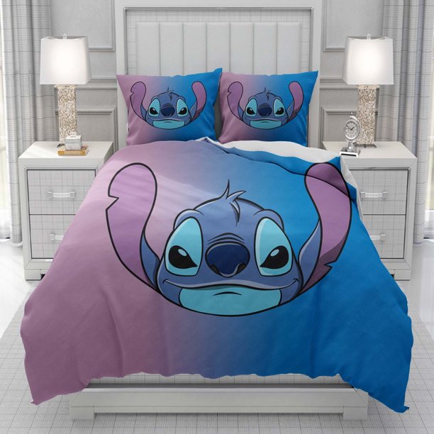 v1136 Bed Sheets Stitch Lilo & Stitch Duvet Cover men women/Children Printing cartoon Bedding Set Comforter Bed Soft Comfortable 3-Piece Bedding Set (1 Duvet Cover + 2 Pillow Shams) Bed Sheets ju1136