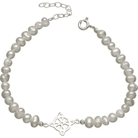 Genérico - Pulsera Nudo Brujas Plata Fina Con Perlas