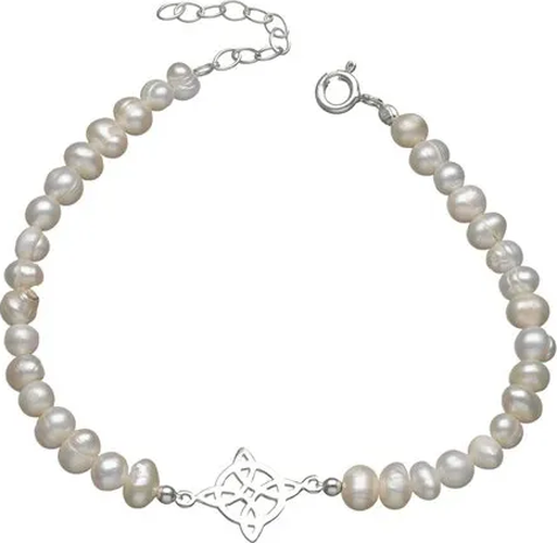 Genérico - Pulsera Nudo Brujas Plata Fina Con Perlas