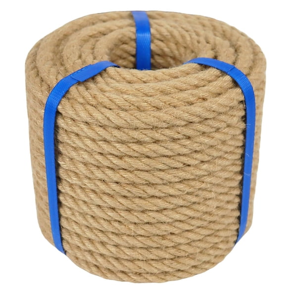 Cuerda de yute natural JANJOSN de 1 cm de grosor y 30 m de largo, 4 cabos