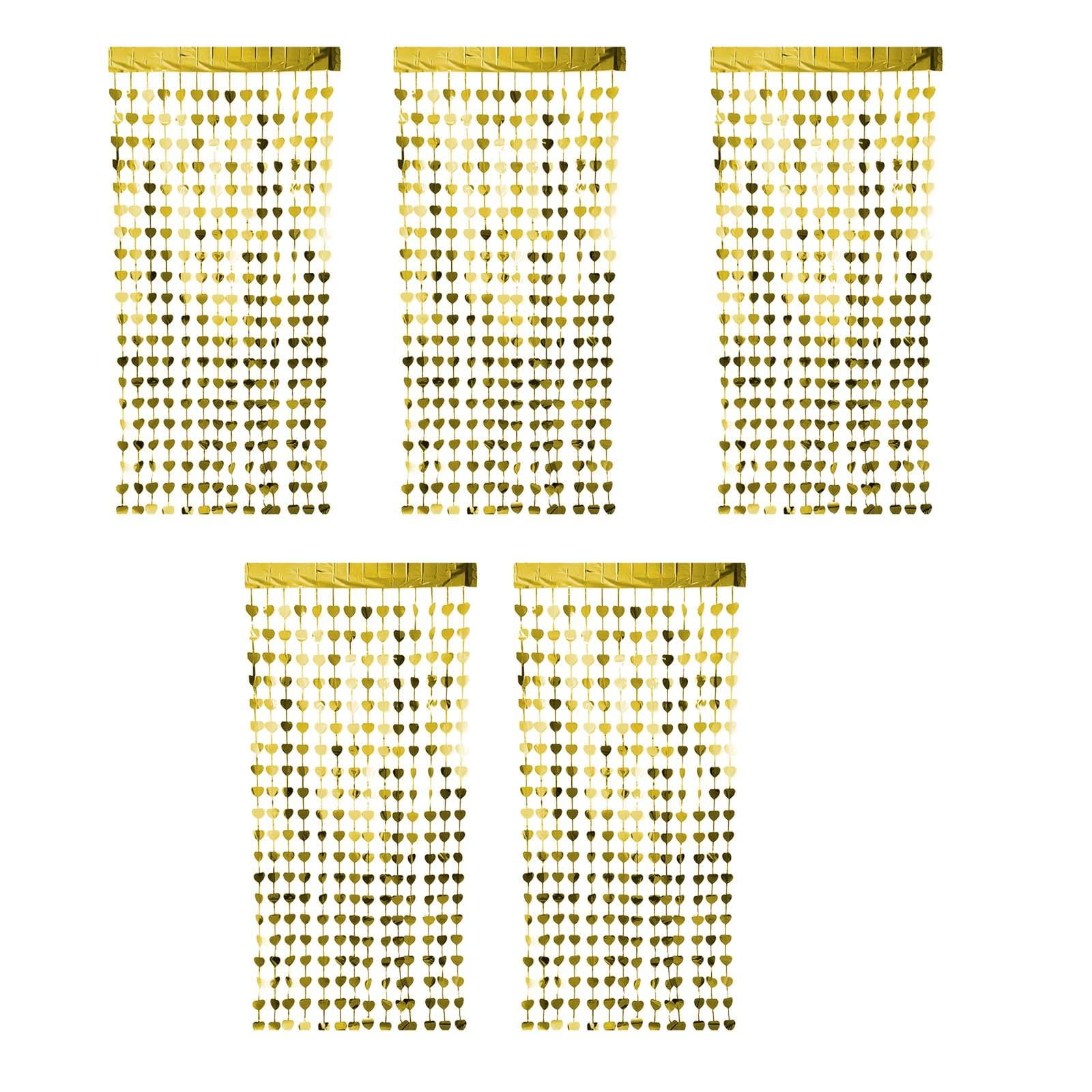 Magideal - 5 Uds Telón De Fondo Con Flecos De Papel De Aluminio, Cortinas Con Flecos, Serpentinas De Oropel En Forma De Corazón Para Cumpleaños, Vacaciones, Boda