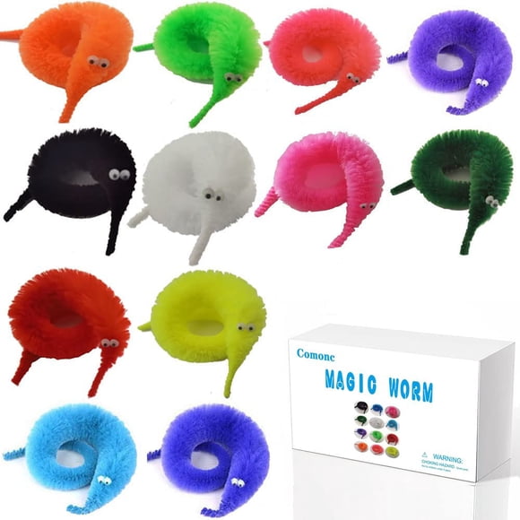 Magic Twisty Worm Wiggly Fuzzy Worms on a String x60