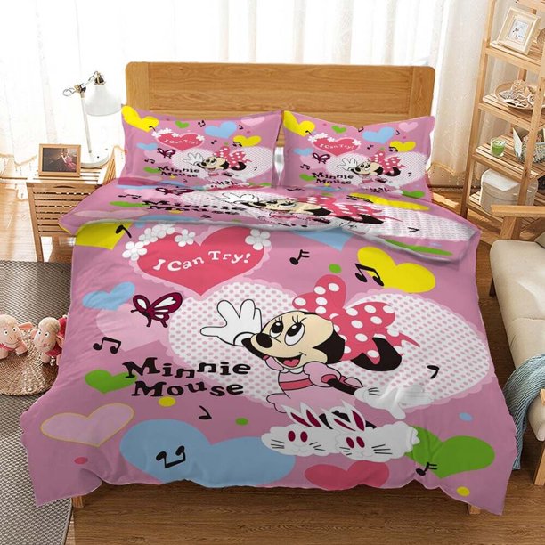 Petal Around Mouse Duvet Quilt Covers Pillow Case Bedding Sets3-Piece Bedding Set (1 Duvet Cover + 2 Pillow Shams)