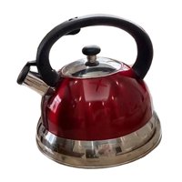 Bothyi - Estufa De Agua Con Silbido Superior, Tetera Con Mango Antiescaldado Para Estufas De Gas De Cocina, Color Rojo