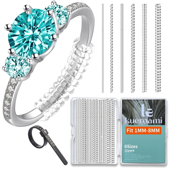 Ajustador de tamaño de anillo Kueroami pack de 12 unidades 1-8 mm transparente