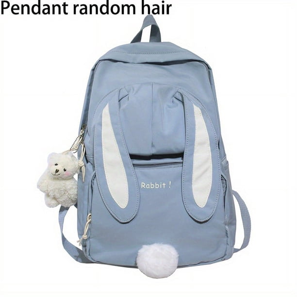 Travel in Style with our Cute and Spacious Rabbit Ear Nylon Backpack - Perfect for Bunny and Pony Lovers!