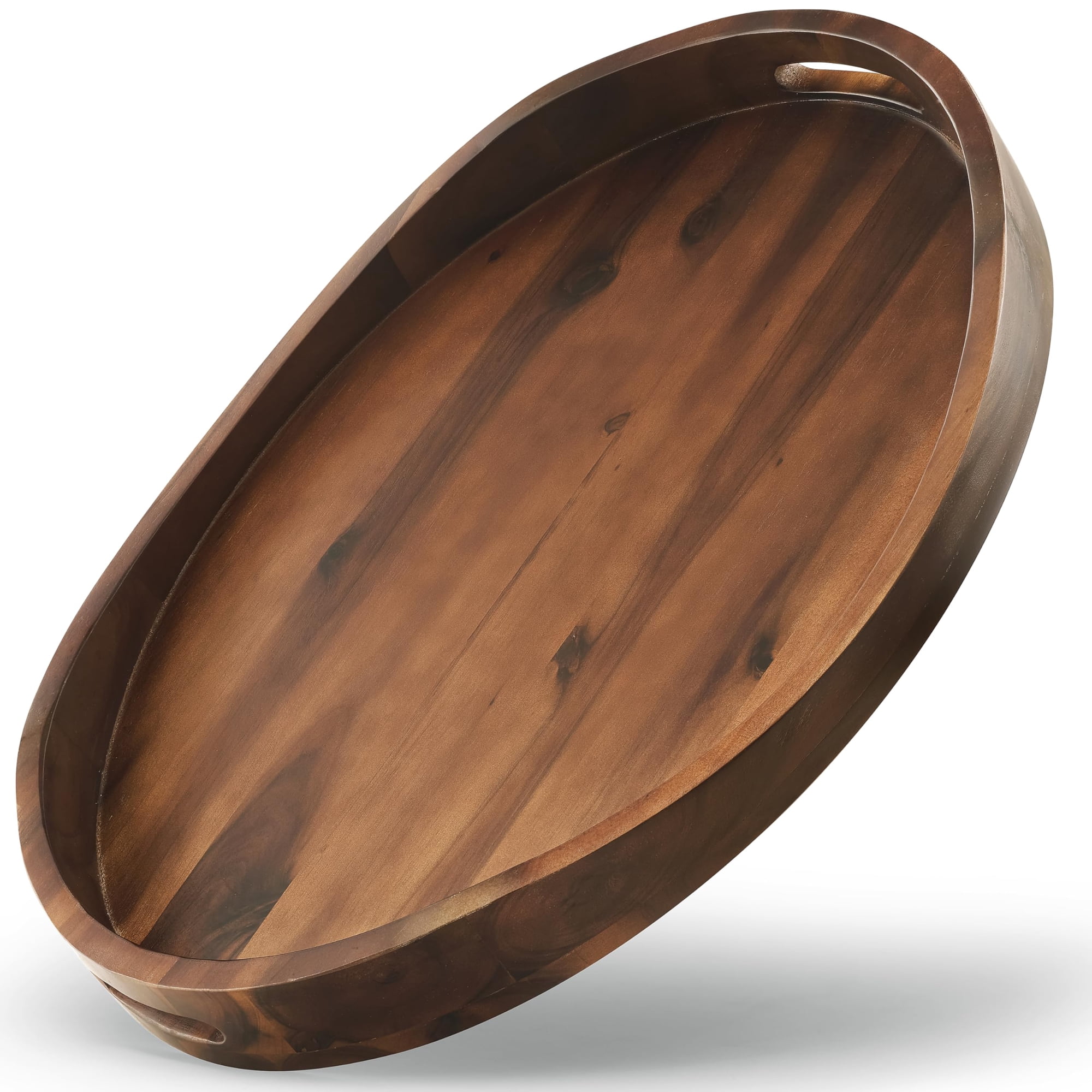 Bandeja Para Servir Tidita De Madera De Acacia Ovalada, 42 X 33 Cm, Con Asas
