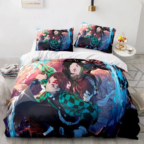 Demon Slayer Kamado Tanjirou Bedding Set Duvet Cover Bed Set Quilt Cover Pillowcase Comforter Size Boys Adult A Bed Sheets