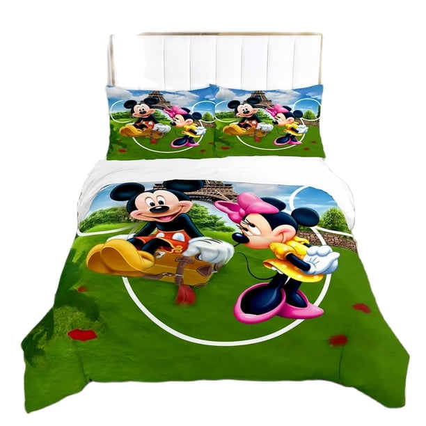 Anime Mickey Minnie Mouse Bedding Set Mickey Minnie Duvet Cover Set Twin Single Kids Child Girl Bedclothes Bed Sheets