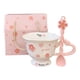 thumbnail image 1 of 2 Piezas Taza de Café Taza de Cacao Taza de Flores Vaso de Cerámica con Cuchara de Cerámica Robusta Y Diseño Floral Adecuado para Regalos de Cumpleañ Blanco, 1 of 5