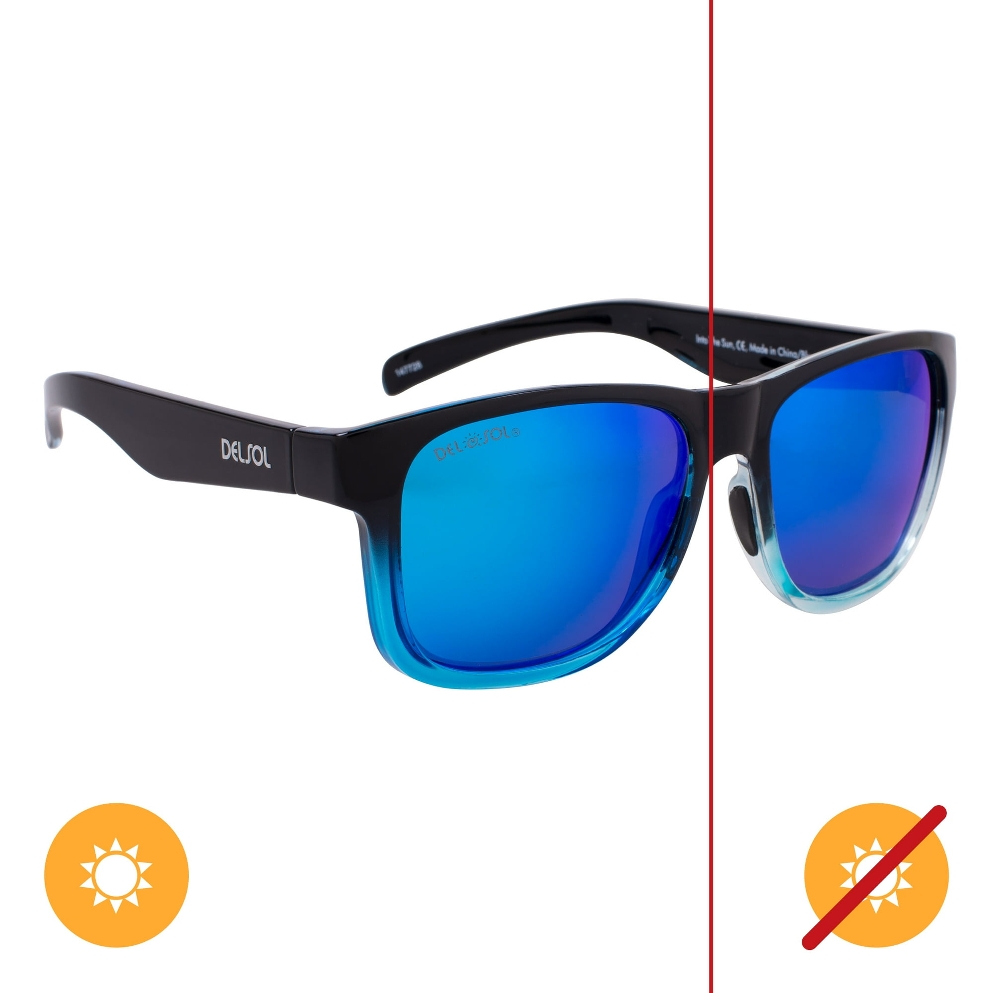 Delsol - Solízate Al Sol - Negro Y Transparente A Azul De Para Unisex - Gafas De Sol