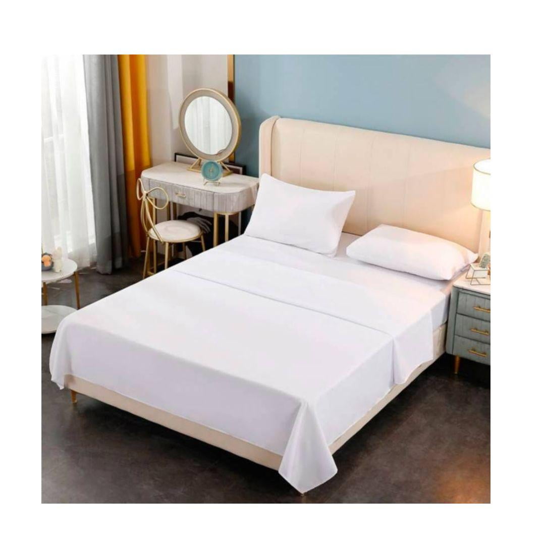 Genérico - Juego De Sábanas 1 1/2 Plazas 144 Hilos - Blanco