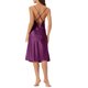 thumbnail image 3 of INSPIRE CHIC Camisón de satén con cuello drapeado sin mangas y espalda descubierta para mujer, vestido de dormir midi con abertura lateral, L Púrpura, 3 of 6