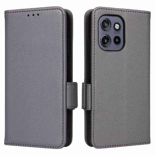 Funda Cartera para Motorola MOTO Edge 50 Neo 5G Tapa Flip con Ranuras y Soporte Gris