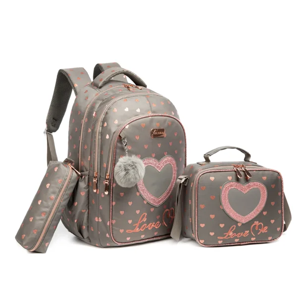 School Backpacks for Girls Kids Backpack Set with Lunch Box Elementary Primary Book Bags for Teenager Girl Waterproof School Bag