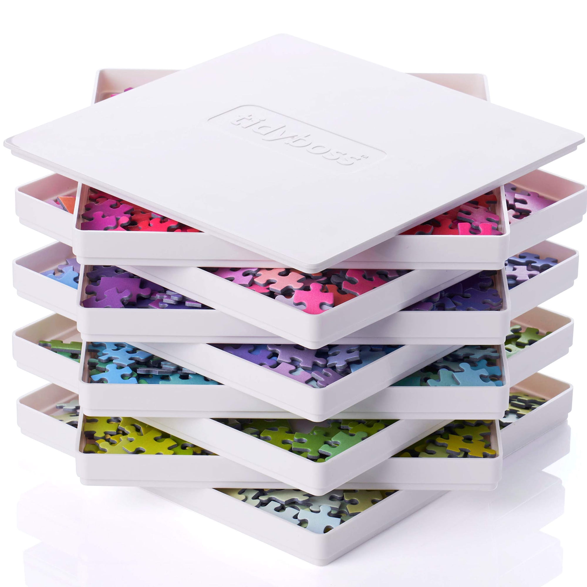 Bandejas Clasificadoras De Rompecabezas Tidyboss 8 Con Tapa, 20 X 20 Cm, Para 1500 Piezas