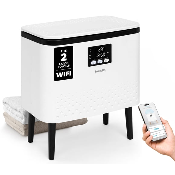 Cubo calentador de toallas SereneLife WiFi de 20 litros de capacidad, color negro