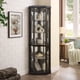 thumbnail image 2 of Lighted Corner Curio Cabinet - Elegant Glass Display Case for Living Room & Bar Storage - Perfect for Antique Collections & Wine - Includes Built-in Lighting - BLACK, 2 of 3