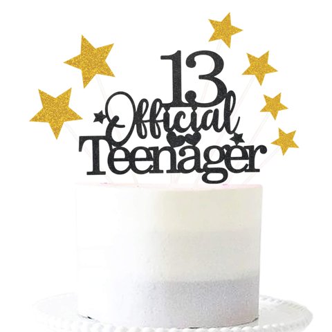 Cake Topper Pargleev Glittery 13, Cumpleaños Oficial De Adolescente