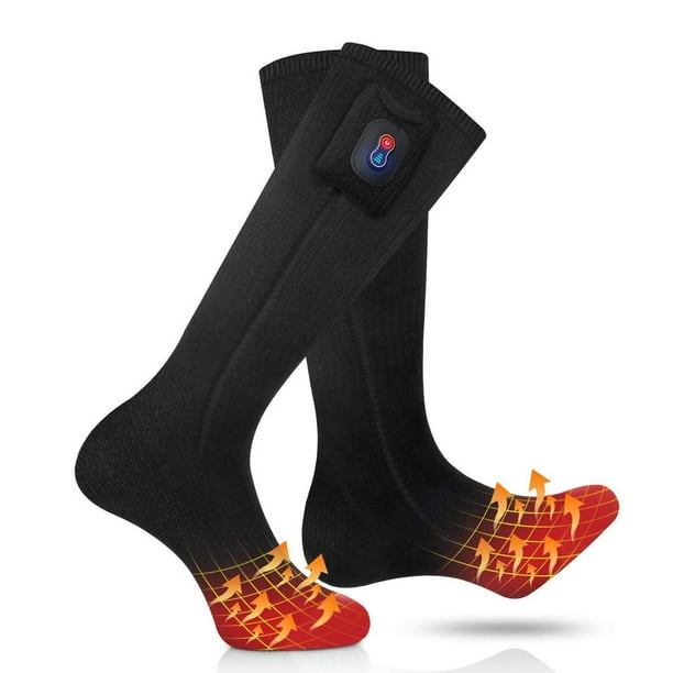 Calcetines calefactables, calentadores de pies eléctricos con batería recargable, calentador térmico de invierno para botas y pies con pantalla de potencia para deportes al aire libre.