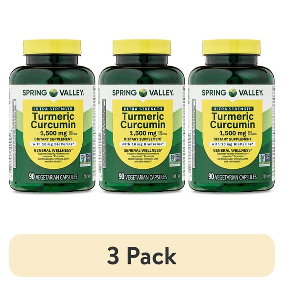 Pack 3 Spring Valley Turmeric Curcumin 1500mg 90 Capsulas