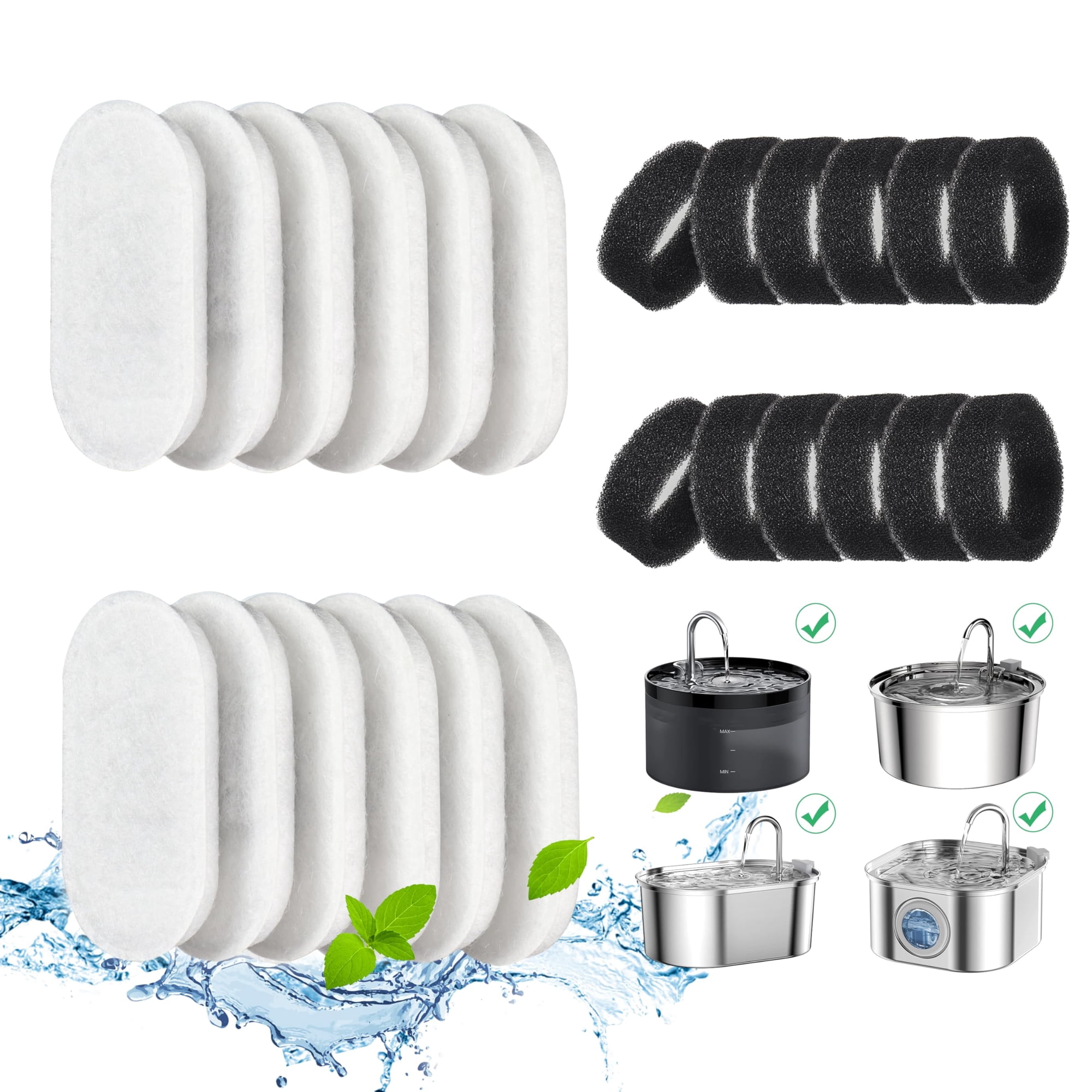 Dooob - Paquete De 24 Filtros Para Fuentes De Agua Cat Para Acero Inoxidable De 2 Y 3,2 Litros