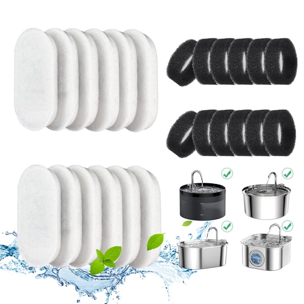 Paquete de 24 filtros para fuentes de agua Cat para acero inoxidable de 2 y 3,2 litros