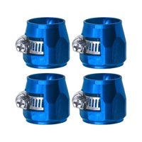 Ioensy - Abrazaderas De Acabado De Manguera De 4 Piezas De Aleación De Aluminio Con Conectores De Manguera De Banda De Tornillo Azul An4