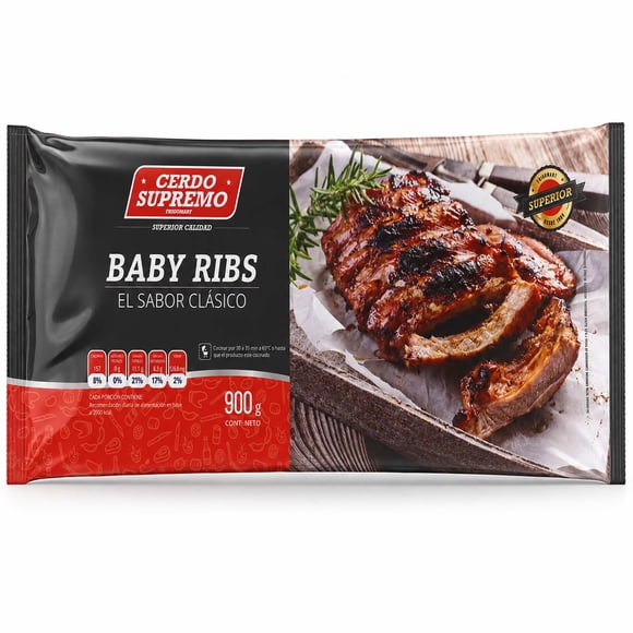 Costillar de Cerdo Baby Back Congelado, 900 g