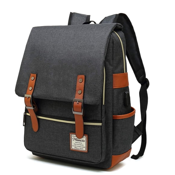Mochila para portátil Mancio Vintage con puerto de carga USB de 15,6 pulgadas