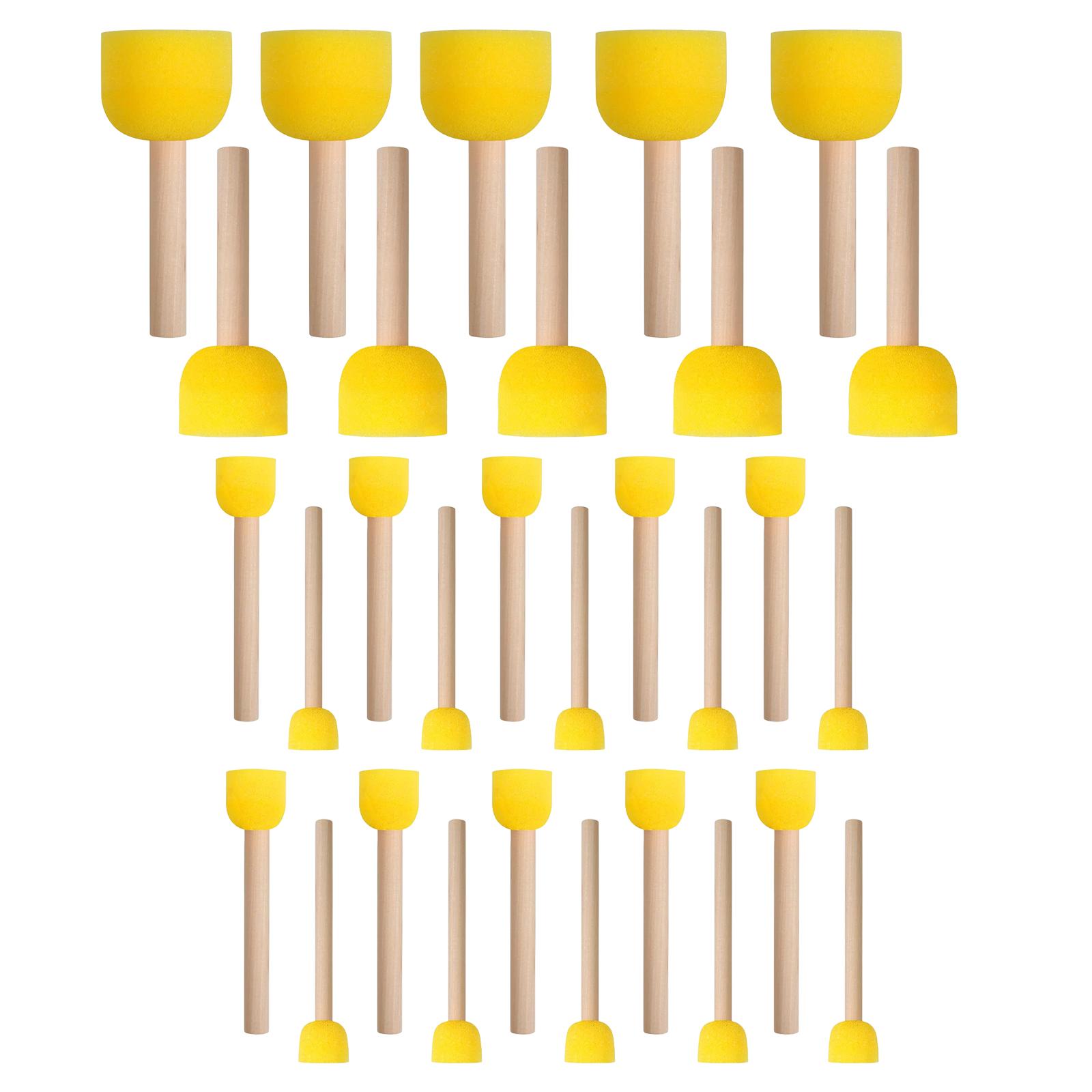 Magideal - Juego De 30 Pinceles Redondos De Espuma, Herramientas Para Garabatear, Suministros Para Manualidades, Herramientas De Tinción, Pinceles De Artista Par