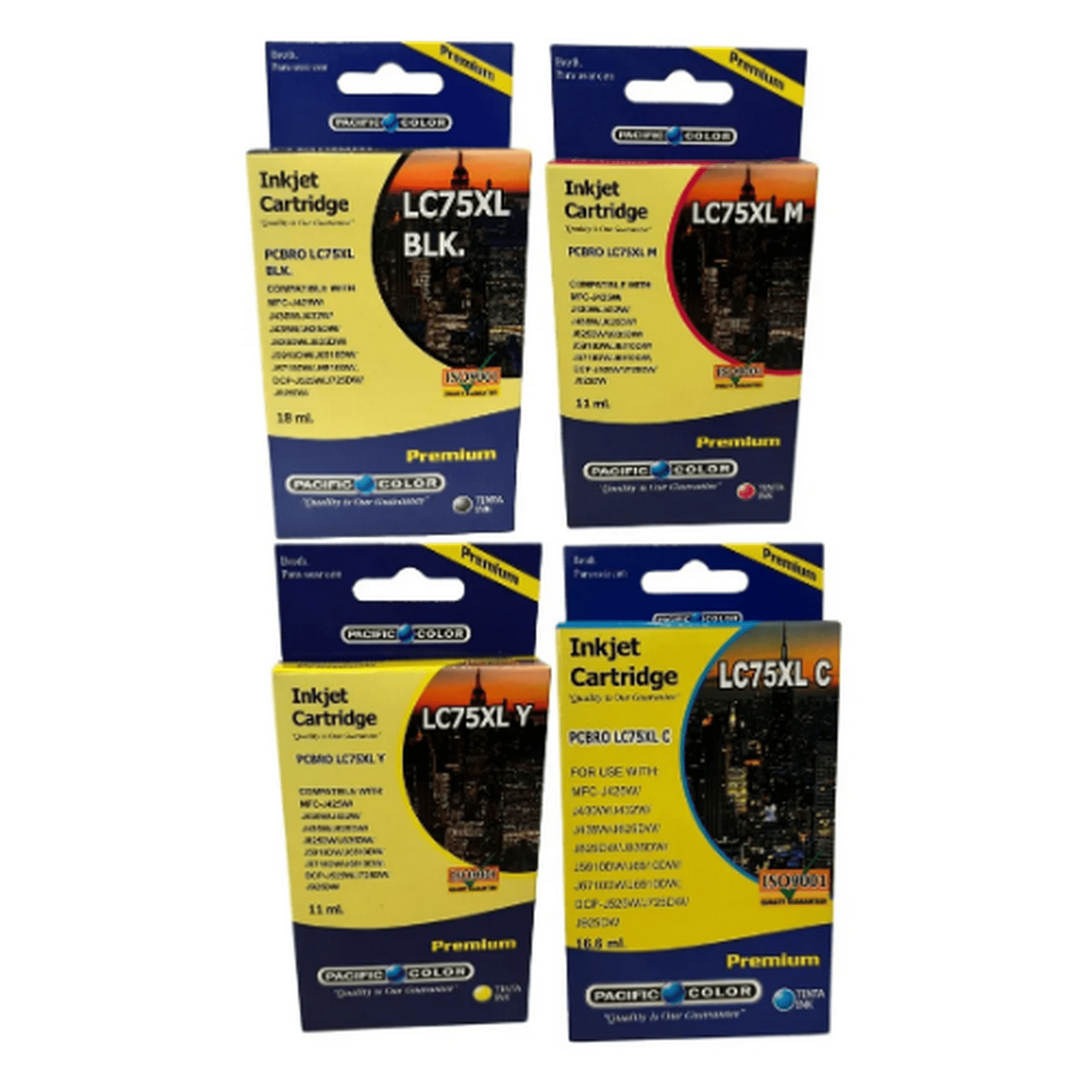 Pacific Color - Pack Cartuchos De Tinta Alternativos Para Brother Lc75 Bk C M Y