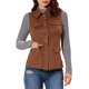 thumbnail image 1 of INSPIRE CHIC Chaleco de Utilidad sin Mangas de Mujer de Imitación de Gamuza con Botones, Chaqueta de Carga con Bolsillos y Cuello Abatible Marrón 3XL, 1 of 7
