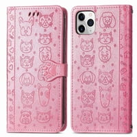 Funda Cartera Foxdock Para Iphone 11 Pro , Flip Pu Con Relieve De Gatos Y Perros, Tarjetero Y Soporte