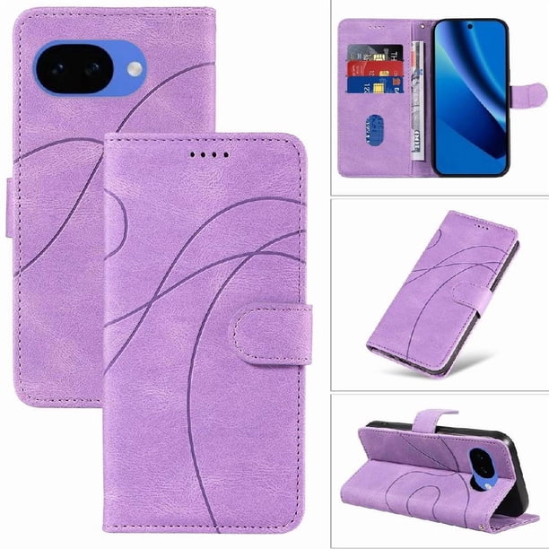 Funda tipo cartera con tapa para Google Pixel 10A con tarjetero, soporte y cubierta magnética Morado