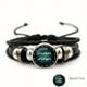 thumbnail image 1 of Luminous Twelve Constellation Artificial Gemstone Bracelet ,Beaded Rope PU Leather 12 Constellation Woven Bracelet, 1 of 5