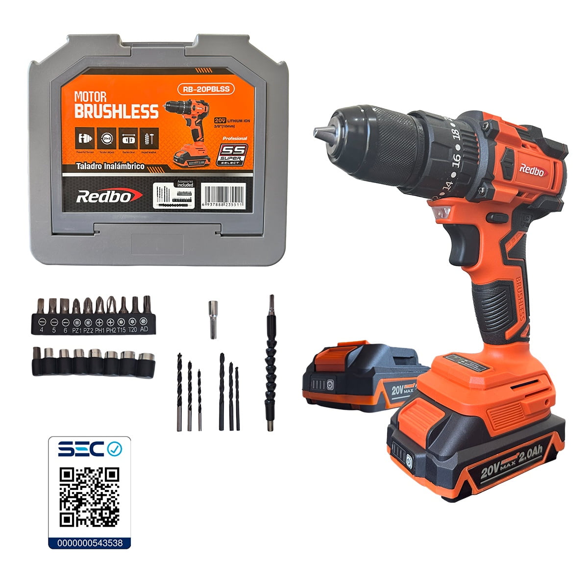 Redbo - Taladro Percutor Inalámbrico Brushless Rb-20pblss