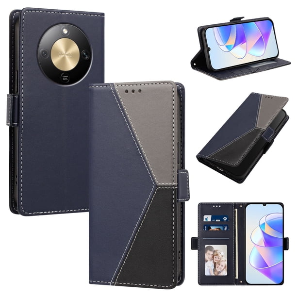 Funda Libro Tricolor para Honor X9D con Ranuras para Tarjetas, Azul Oscuro