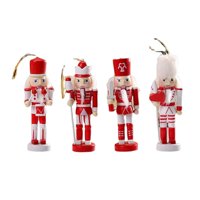 Magideal - 4 Piezas Figuras De Cascanueces De Madera Tradicional Decoración De Cascanueces De Navidad 12 Cm Figuras Festivas Para Estantes De Oficina Gabinete