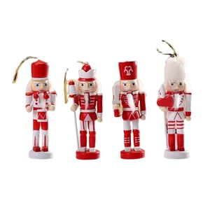 Magideal - 4 Piezas Figuras De Cascanueces De Madera Tradicional Decoración De Cascanueces De Navidad 12 Cm Figuras Festivas Para Estantes De Oficina Gabinete