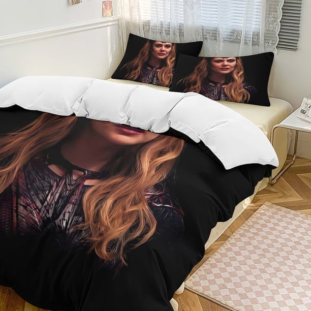 Elizabeth Olsen Family Bed 3 Piece Set Personalized Bedding Decor for Kids And Teens Anime Student Dormitory Cover