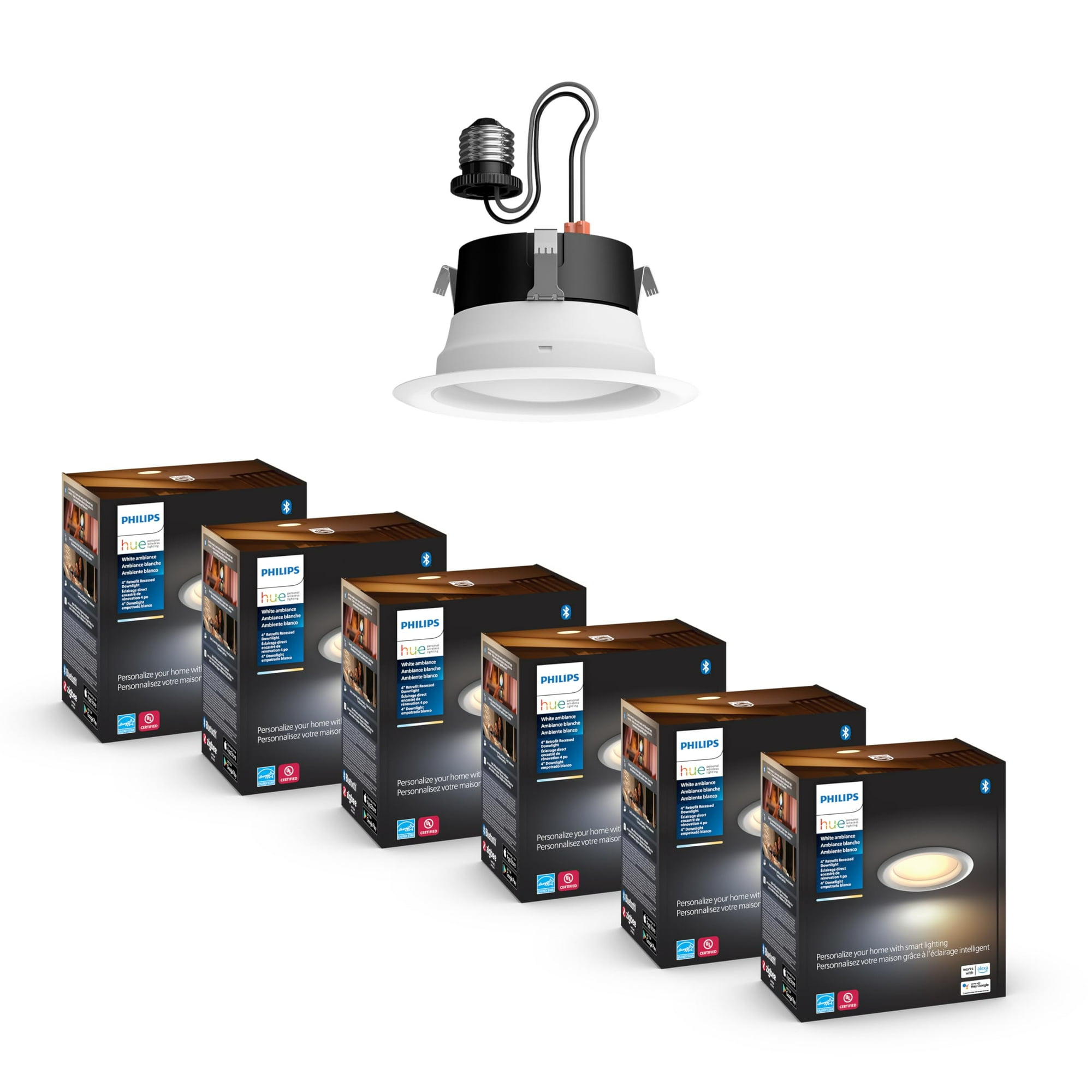 Focos Led Inteligentes Philips Hue De 4 Pulgadas, Paquete De 6, 850 Lúmenes